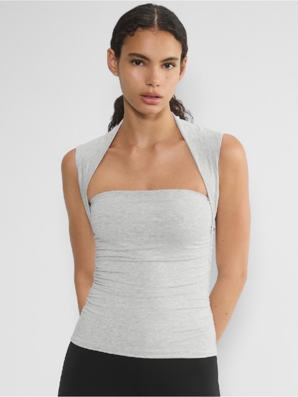 Aritzia Light Gray Strapless Camisole with Shoulder Overlay